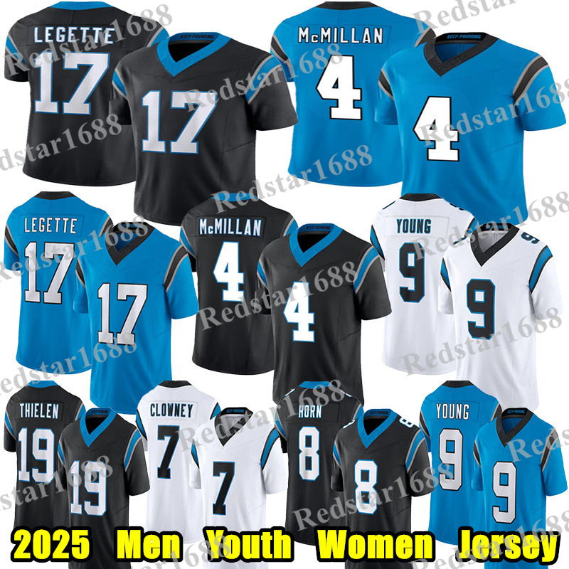#17 Xavier Legette Football Jersey #4 Tetairoa McMillan Bryce Young Jaycee Horn Adam Thielen Jonathon Brooks Jadeveon Clowney Coker Chuba Hubbard Ikem Ekwonu jerseys