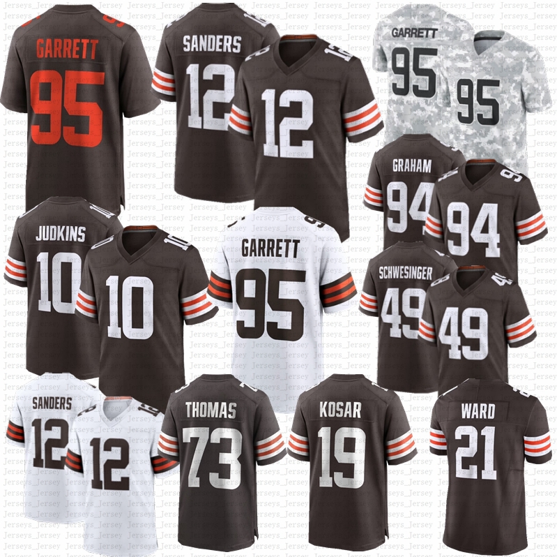 Shedeur Sanders Quinshon Judkins Mason Graham Football Jersey Pickett Schwesinger Myles Garrett Njoku Owusu-Koramoah Jeudy Ford Hicks Kosar Joe Thomas Gabriel