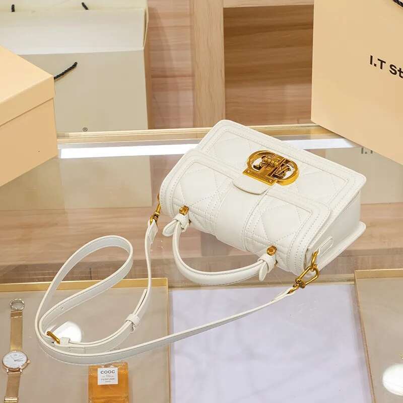 Women's dia grid genuine leather handbag, women's 2024 new high-capacity high-end single shoulder crossbody bag