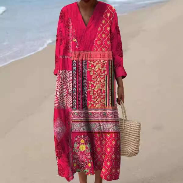 designer dress long sleeved shirt dress women's casual floral 3d printed sleeve long skirt e023 summer dress dresses for woman