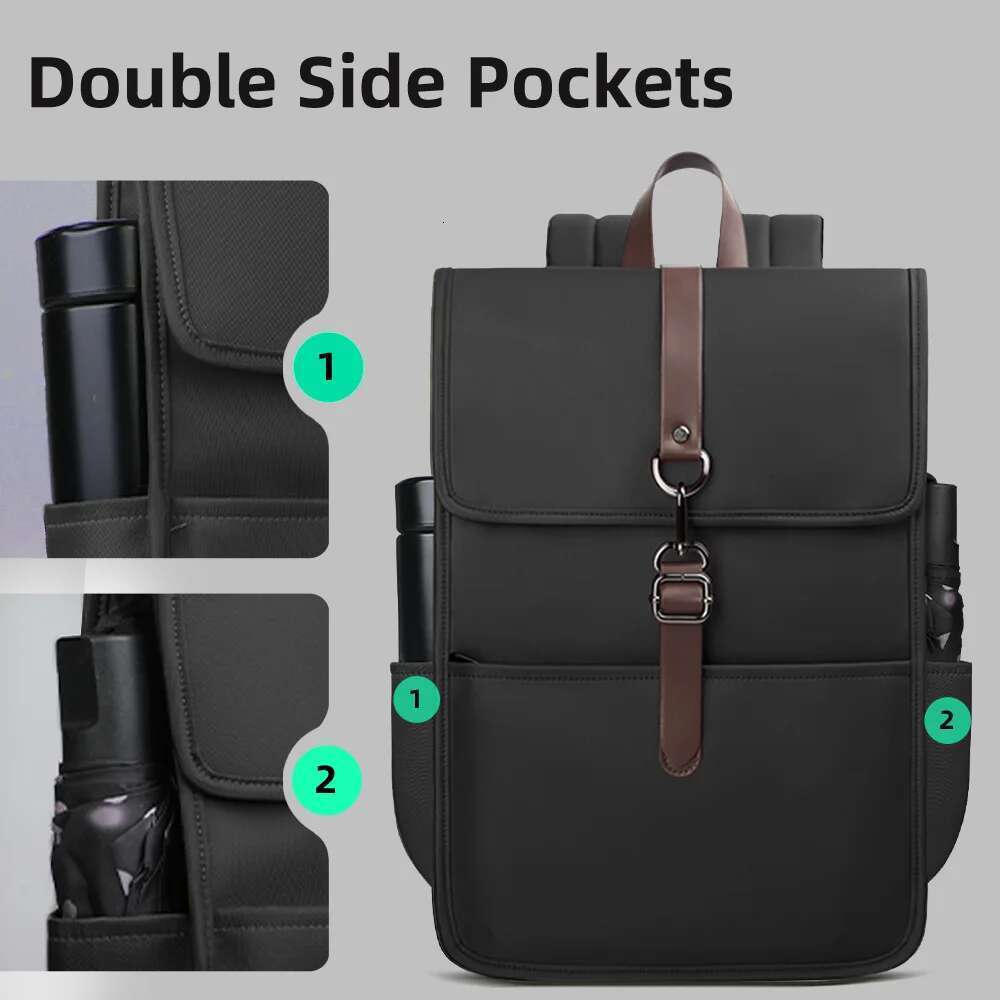 HK Classic Business Backpack For Men Casual 15.6 Inch Laptop Bag With USB Waterproof College School Bags Work Office Rucksacks