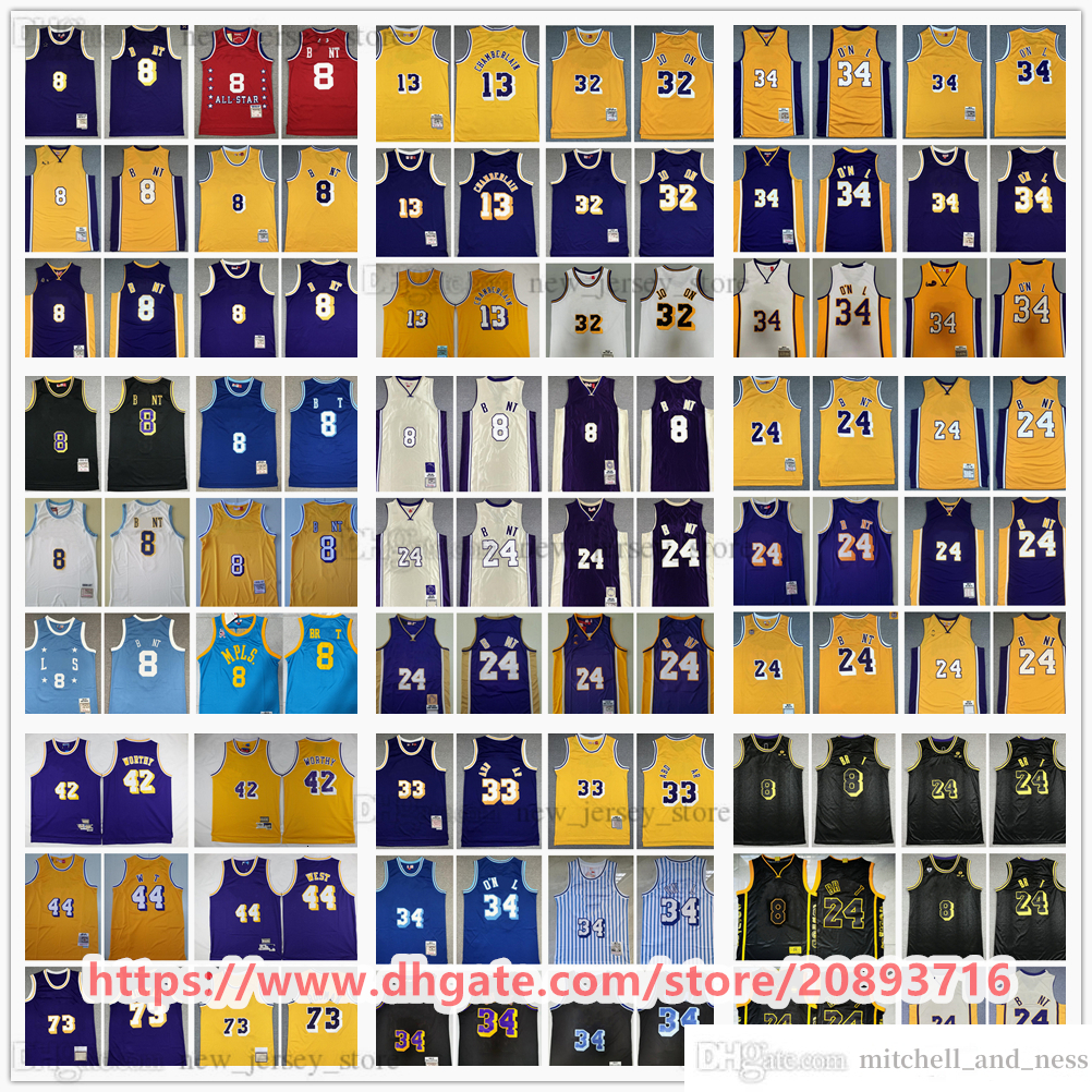 Throwback Los 24Angeles 8 BlackMamba Basketball Jerseys Stitched 42 James Worthy 44 Jerry West 73 Dennis Rodman 13 Wilt Chamberlain 1996-97 1996-2016 #24 Jersey