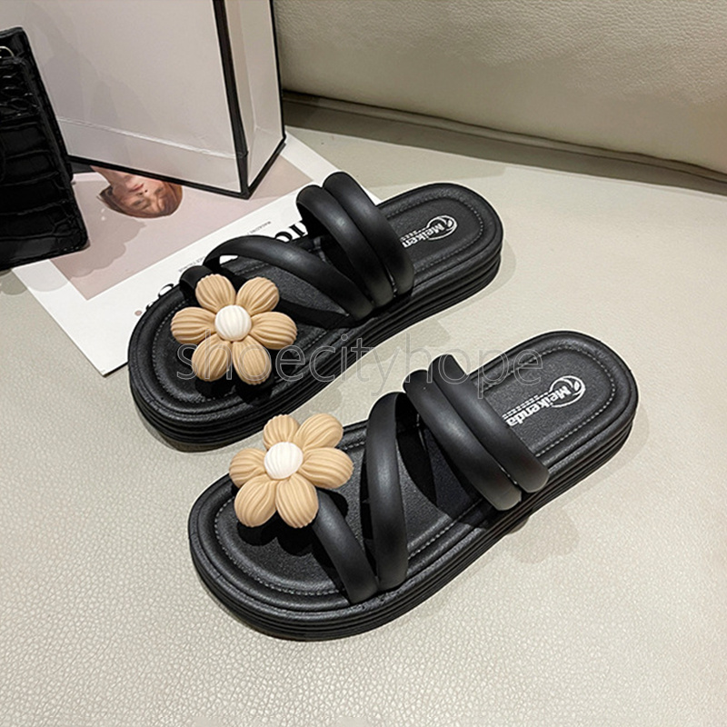 free shipping designer slides sandals summer slippers casual beach soft cute flower slipper fashion style outdoor indoor home sliders womens shoes ant