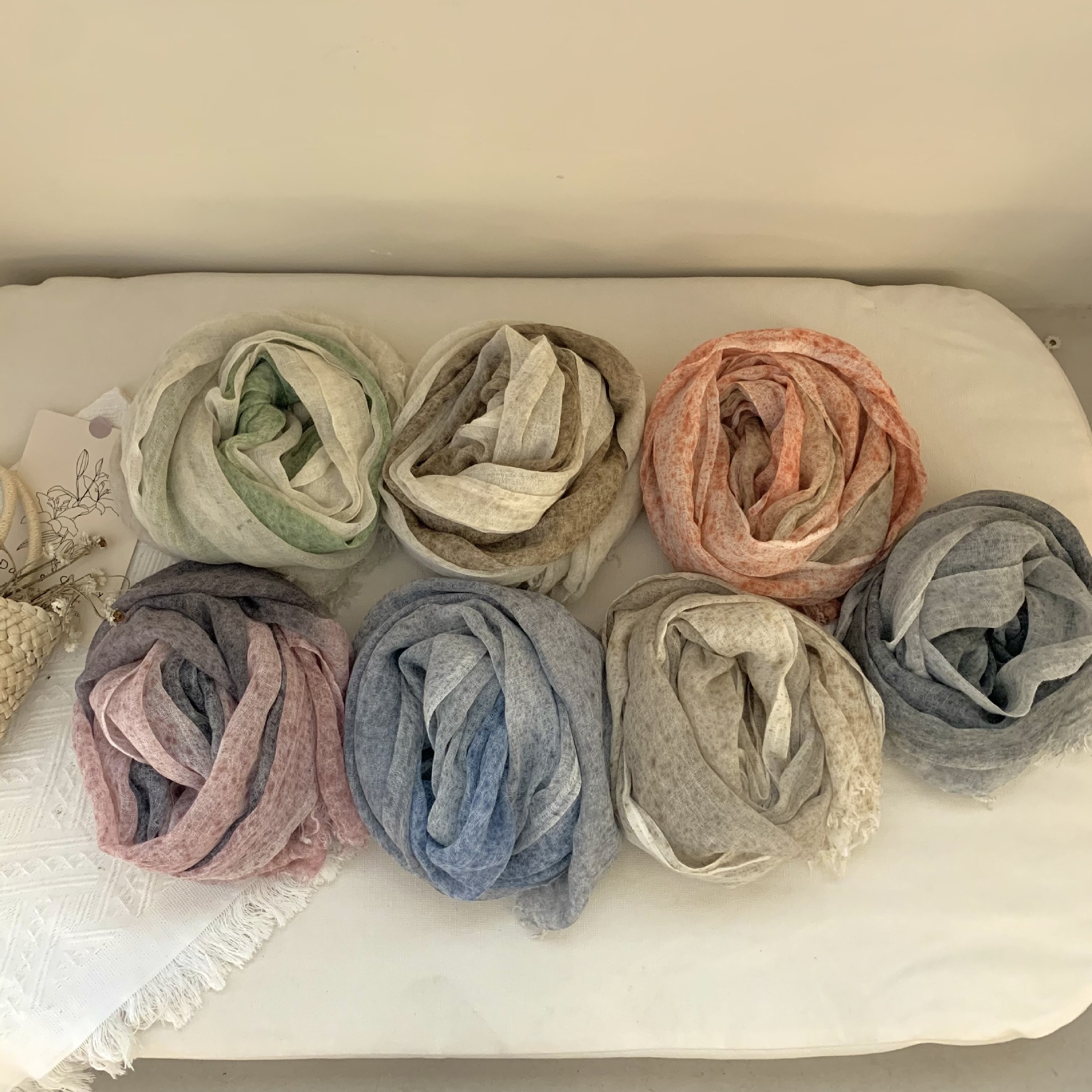 K645 2024 new imitation wool gradient two-color scarf versatile shawl sunscreen scarf wrap turban spring hot style