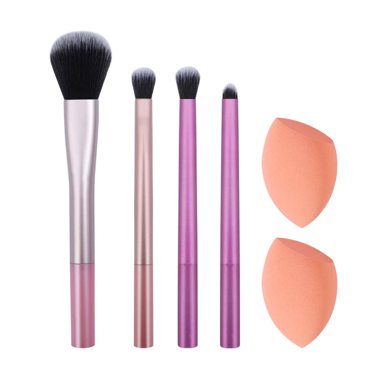6-piece daily essential makeup brush set with 4 brushes and makeup sponge for foundation blush eyeshadow and powder brushes travel gift set tools z250