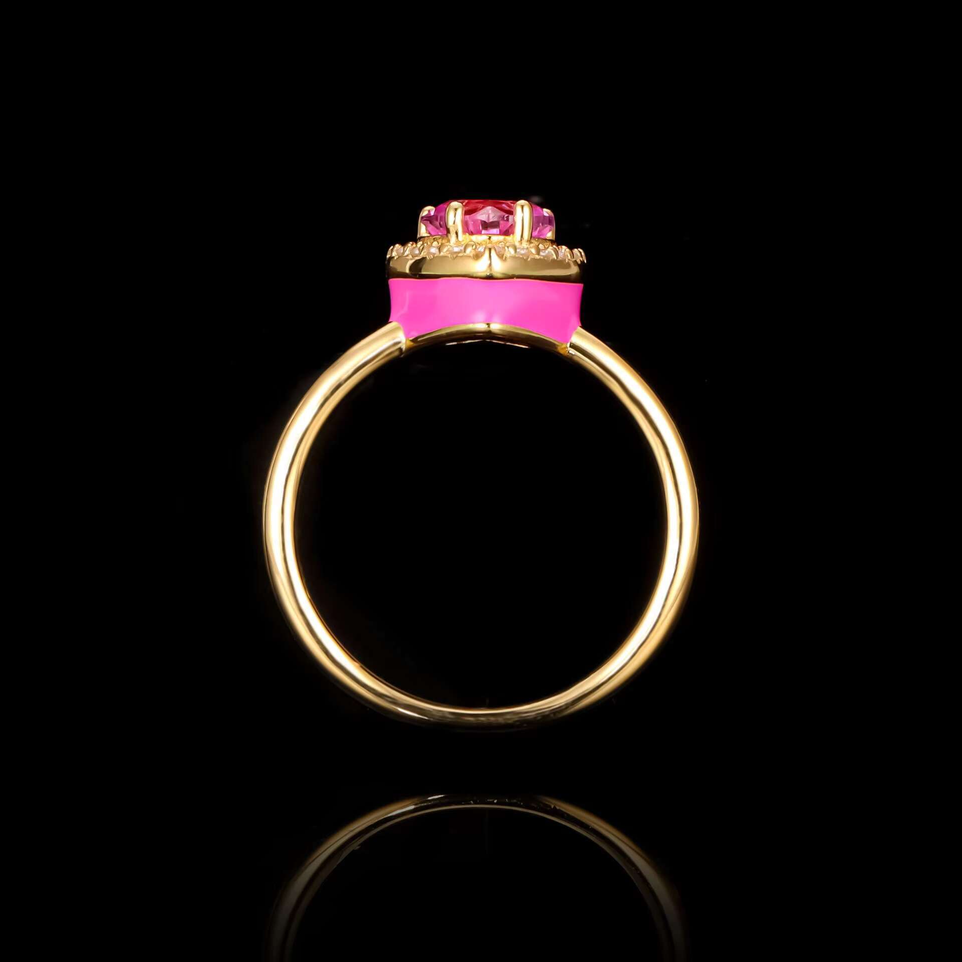 DEYIN 925 Silver Original Design Brilliant Cut Diamond Test Past Pink Sapphire Heart Moissanite Ring for Wedding Fine Jewelry