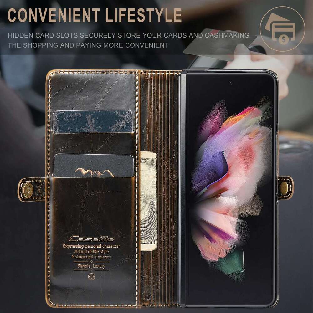 Leather Wallet Case for Samsung Galaxy Z 6 5 fold6 Fold5 Fold4 Fold3 Fold 4 3 Zfold5 Card Slot Phone Funda Capa