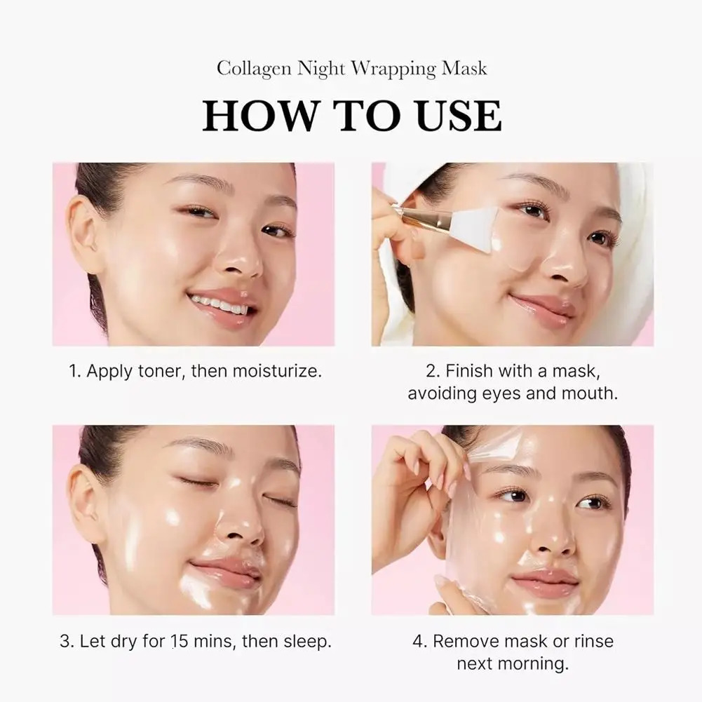 Collagen Overnight Wrapping Peel-Off Facial Mask 75ml Korean Night Mask For Deep Hydration Skin Care 250507