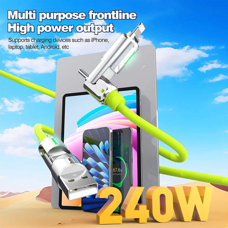 240W 4 in 1 Multi-function Mobile Phone Data Cable PD Fast Charging Cable Charger Zinc alloy fast charging for easy portability for Huawei Xiaomi iPho