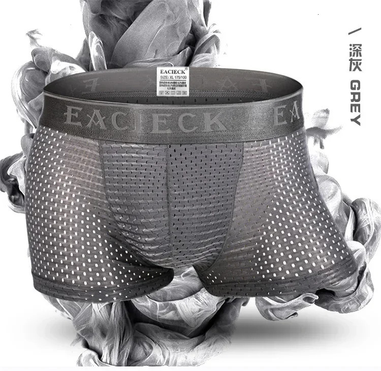 Breathable Ice Silk Solid Mens Underwear Ushaped Conveyor Design Mesh Sexy Boxer Luggage Low Waist Sports Heat 250430Z