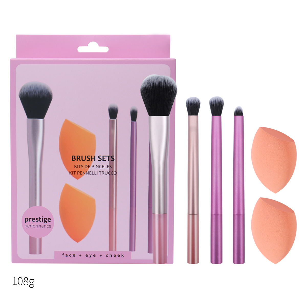 6-piece daily essential makeup brush set with 4 brushes and makeup sponge for foundation blush eyeshadow and powder brushes travel gift set tools z250