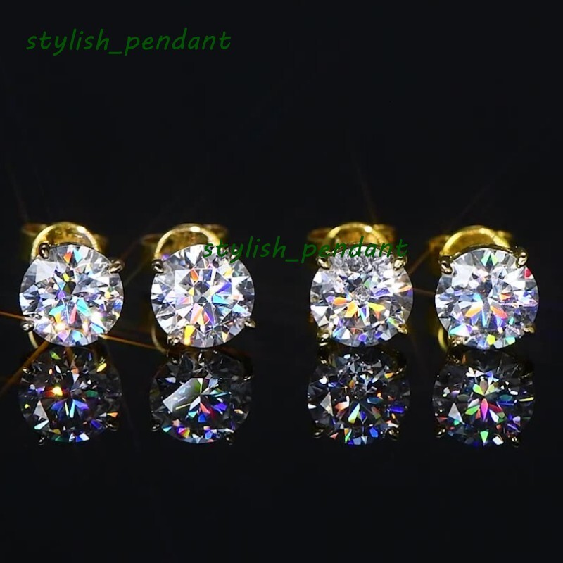 Luxury Earrings Men Women Diamond Earrings Studs Charm Jewelry Passed Test 10k 14K Real Gold Moissanite Earrings Nice Gift for Friends