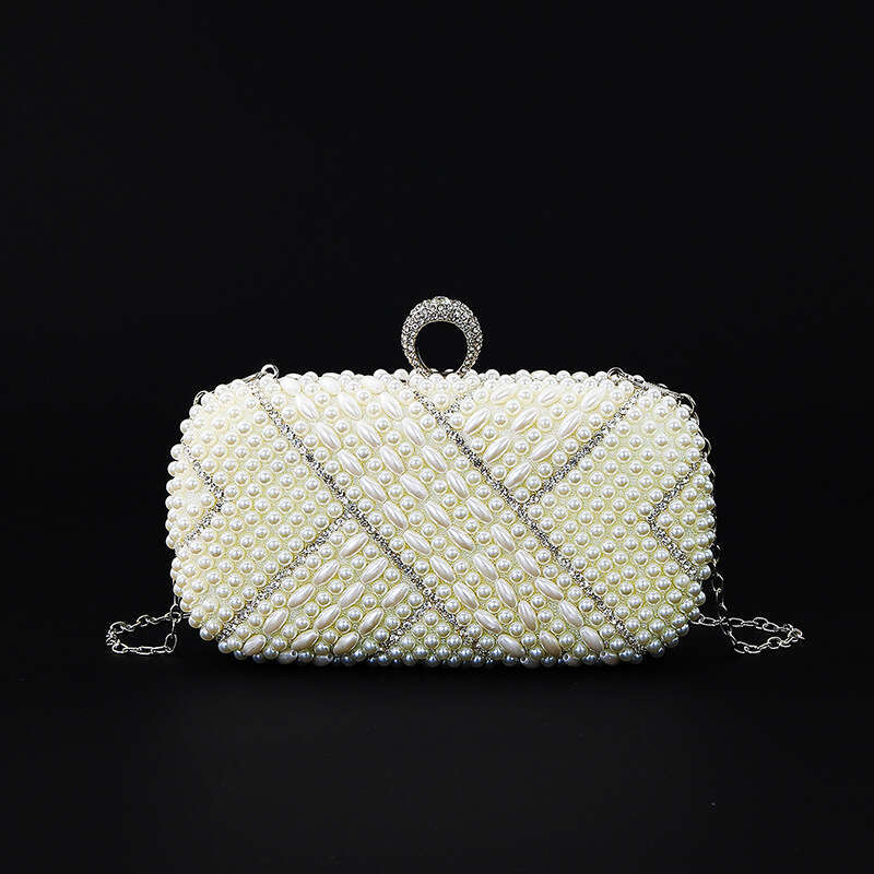 Dinner Bag New Geometric Water Diamond Pearl Bead Chain Wedding Party Handheld Women S Clutch Banquet Bag KQ