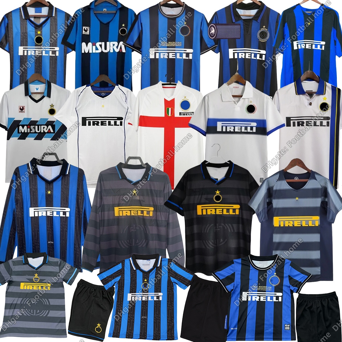 InterS MilanS Classic Vintage Jersey RONALDO 97 98 99 BAGGIO ADRIANO 01 02 03 04 05 07 08 09 2010 finals MILITO J.ZANETTI Eto'o SNEIJDER Retro Kids soccer jerseys Kit