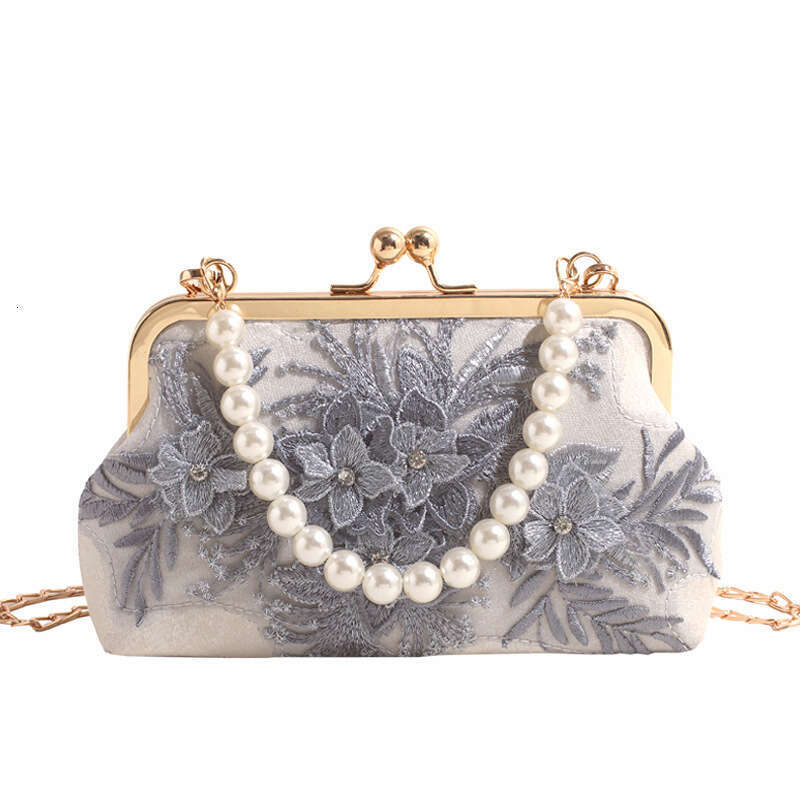 Dinner Bag Spring New Heavy Industry Flower Water Diamond Lace Celebrity Pearl Banquet And Elegant Handheld Bag KQ