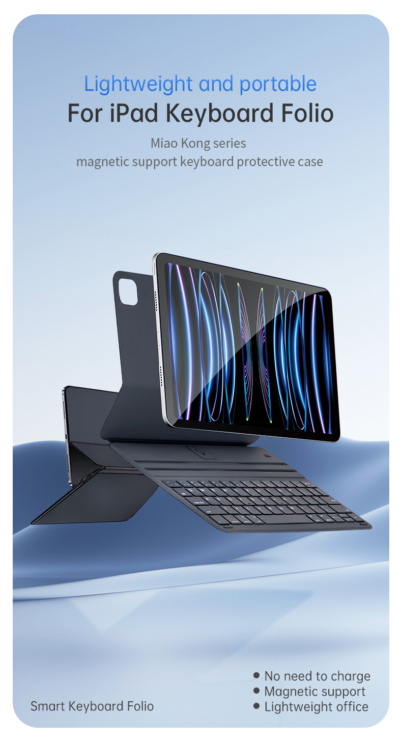 Portable Keyboard Folio Cover For iPad Air 11 13 2024,For iPad 10 Air 4 5 10.9 Pro 11 12.9 Smart Cover Folio Case With Keyboard