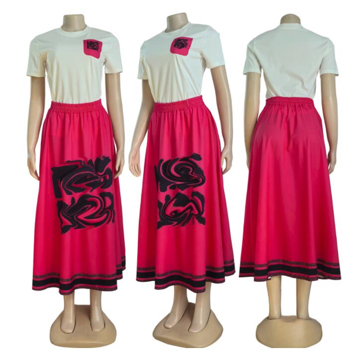Womans Tracksuit Casual Designer Dresses Luxury Summer fashionable fresh simple and casual short sleeved large skirt set