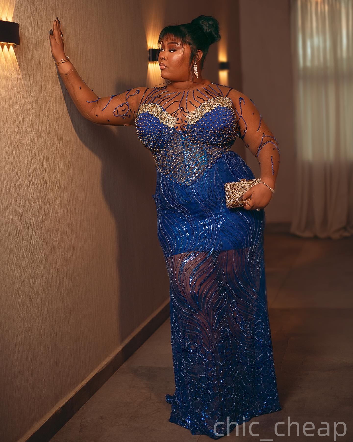 Mermaid Royal Blue Plus Size Prom Dresses 2025 Sequined Crystals Sparkly Evening Formal Party Second Birthday Engagement Gowns Dress For Special Occas