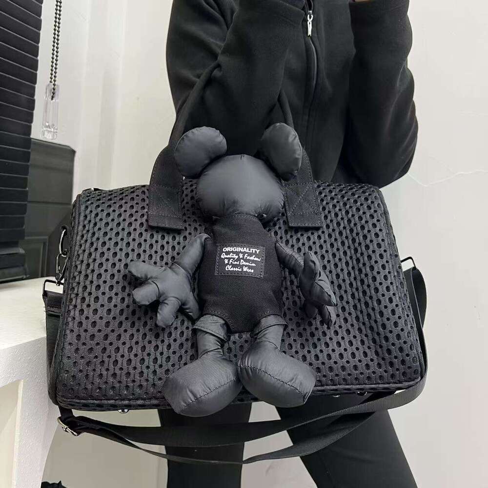 Temu Women's Fashion Mesh Small Bear Tote Bag Large Capacity Versatile Diagonal Cross Handbag