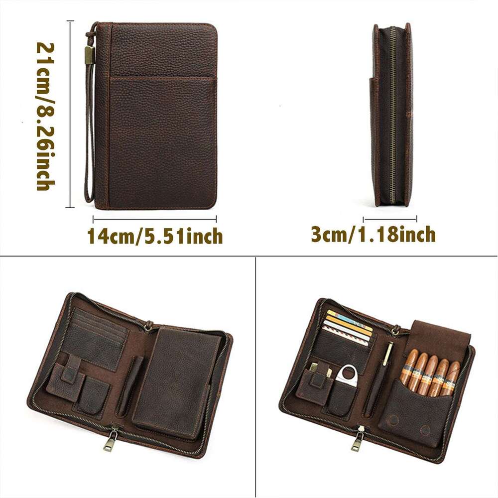 1pc, Leather storage bag, can store various cigar accessories, travel size