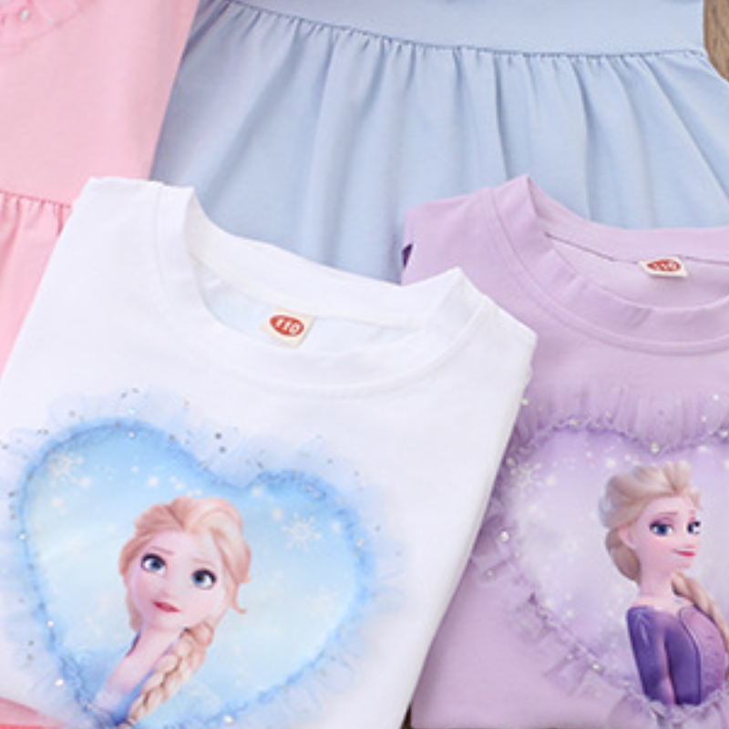 DISNEY Frozen Baby designer clothes Princess Elsa Children summer dress cartoon princess short-sleeved dress.