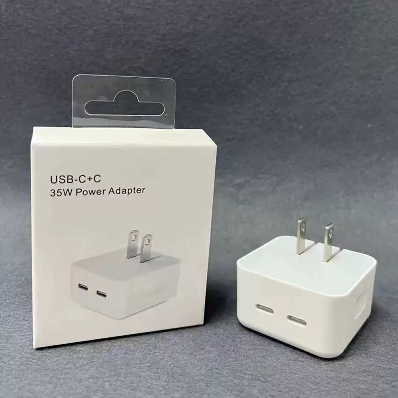 35W Dual USB C Port Fast Charger Foldable Type C UK US EU 20W Wall Plug Quick Charger For iPhone 16 15 14 Plus Pro Max iPad Samsung Power Adapter 1M 3Ft Fast Charging Cable