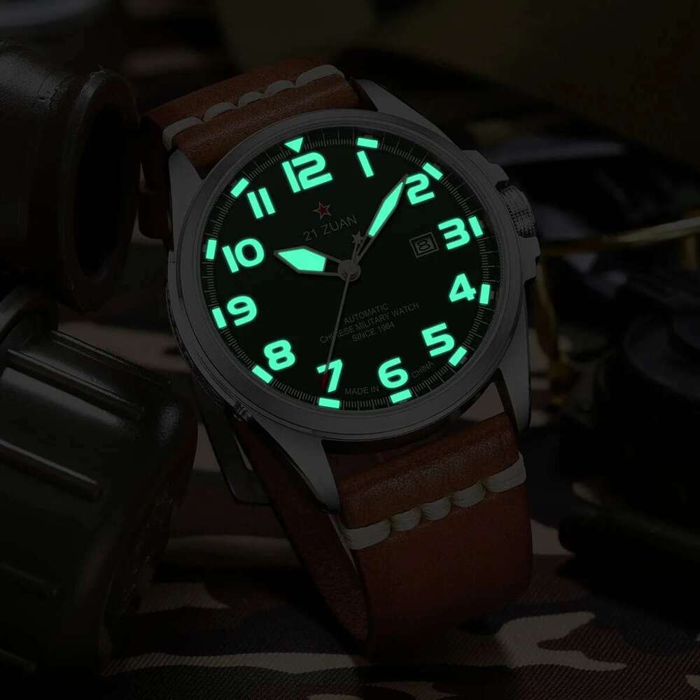 Seagull Military Automatic Mechanical For Fashion Retro Men belt Watch Calendar Luminous Male Wristwatch 581