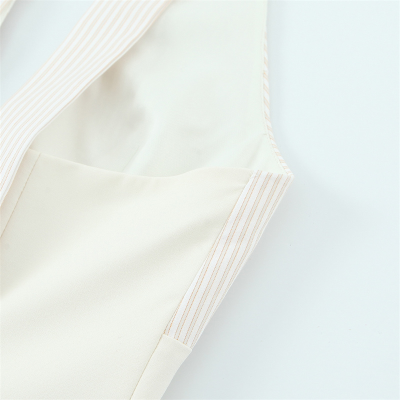 2025 Summer New Product Women's Versatile Simple Stripe Splicing Hanging Neck Collar Top backless Decoration