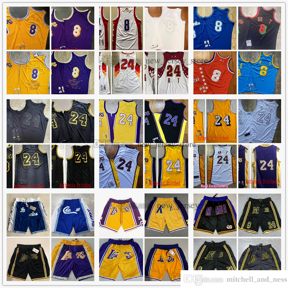Throwback Authentic Stitched Basketball Jerseys Los 24Angeles 8 BlackMamba 96-97 00-01 07-08 08-09 09-10 All-Star Hardwoods Classic Retro Jersey Just Don