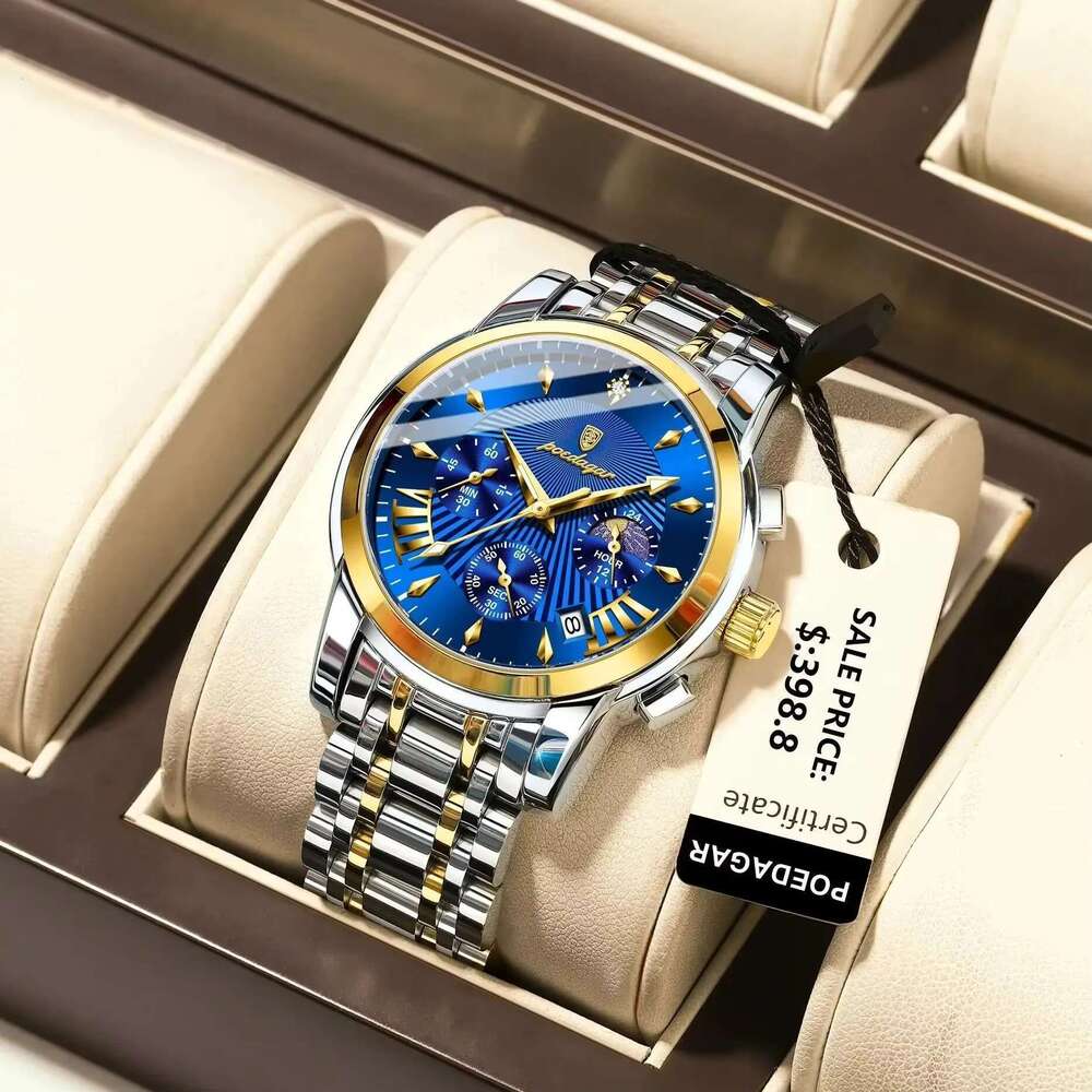 DHGadgets for Men Waterproof Luminous Calendar Chronograph Man Watch Sport Quartz Stainless Steel Men's Watches