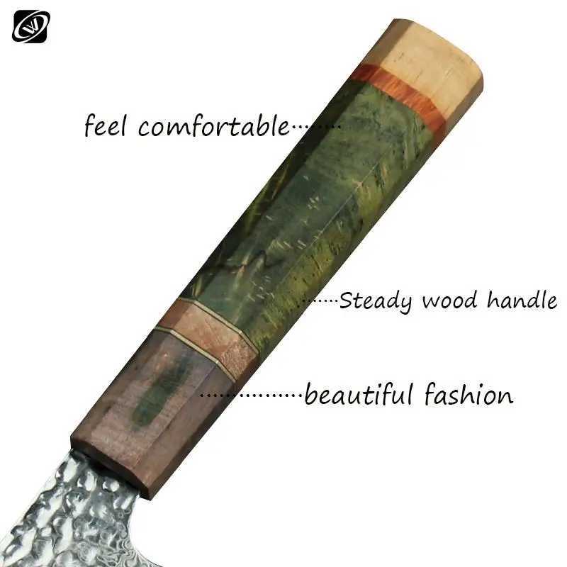 8 Inch Chef Knife 67 Layers VG10 Damascus Steel Kitchen Knives Stabilized Colored Wood Handle Professional Japanese KnifeC250507
