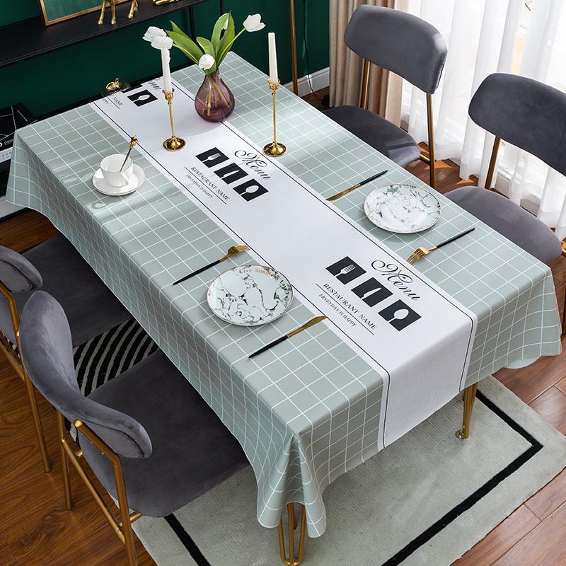 A882 tablecloth waterproof and oil-proof household high-grade coffee table solid color tablecloth lace rectangular tablecloth dirt-resistant and wear-