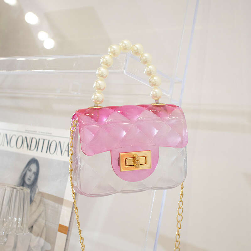 Dinner Bag Cross Body Candy Colored Hand Held Transparent Jelly Women S DIY Beaded Bag Pearl Bag KQ