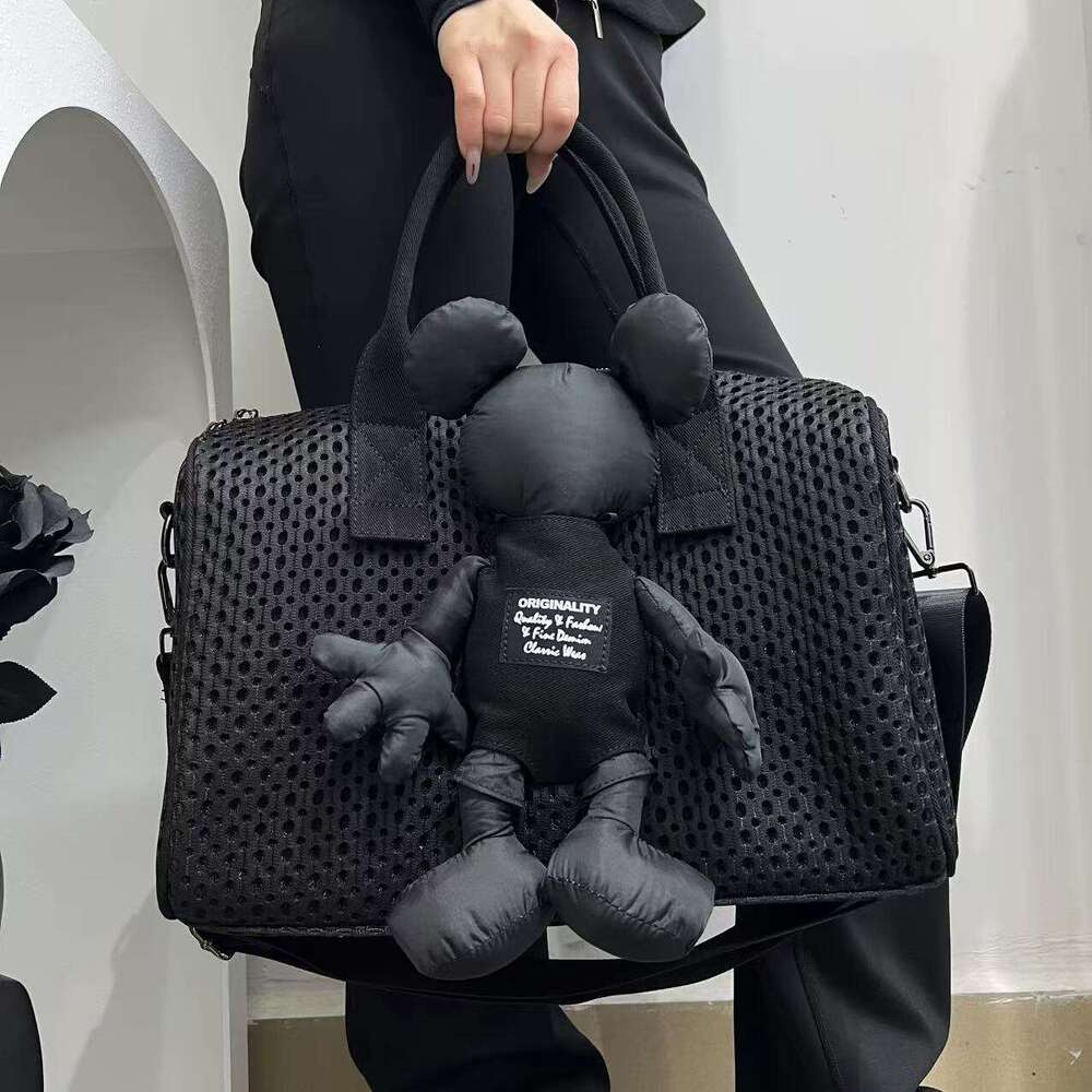 Temu Women's Fashion Mesh Small Bear Tote Bag Large Capacity Versatile Diagonal Cross Handbag