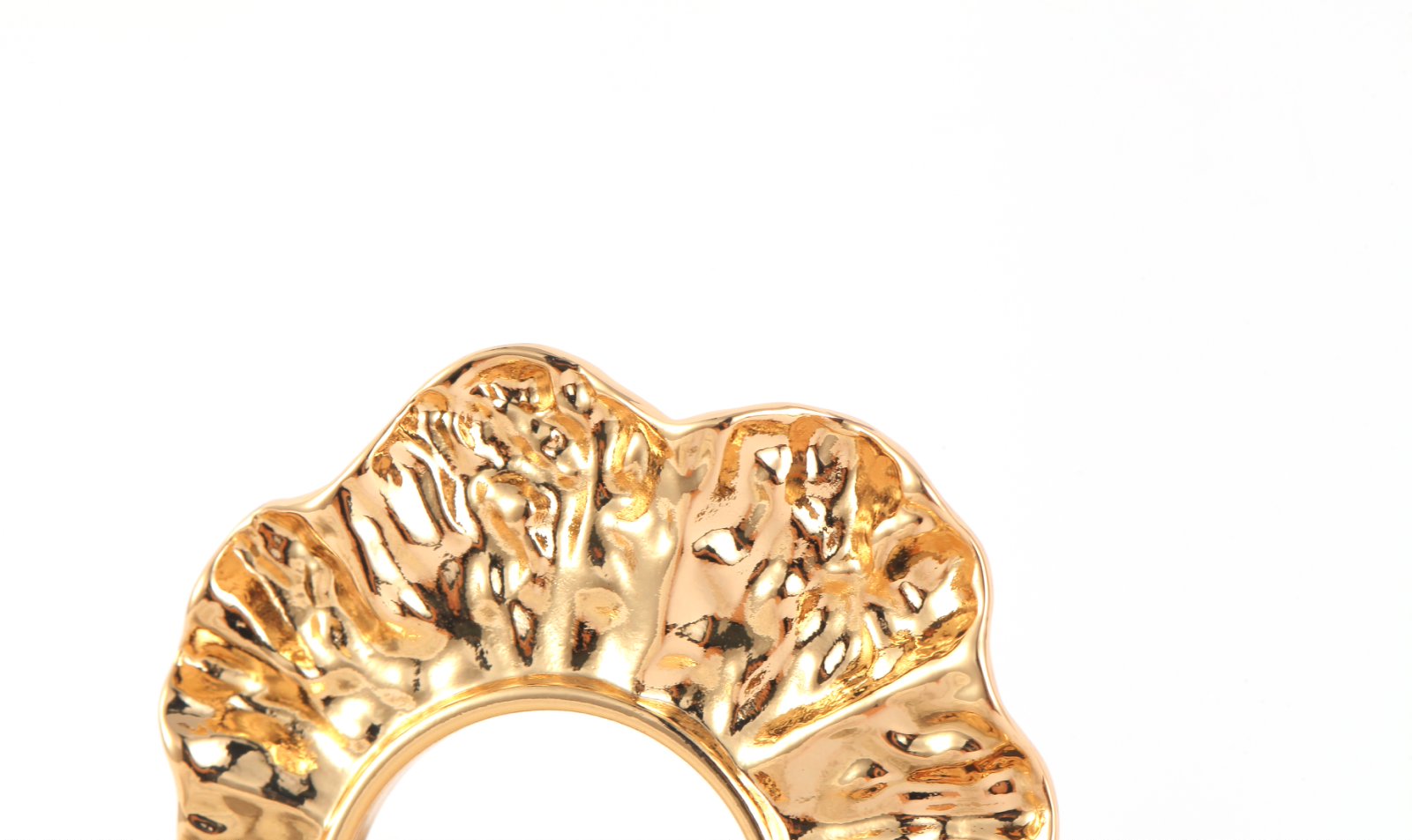 Crinkled Metal Design Textured Gold-Tone Ruffled Hoop Earrings a wide variety of styles Elegant Gold Earrings Simple yet Exquisite