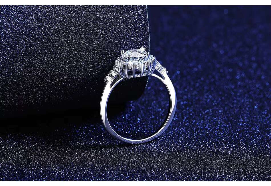 Light Luxury Simple Big Diamond Ring 925 Sterling Silver Engagement Wedding Flower 1ct Moissanite Ring