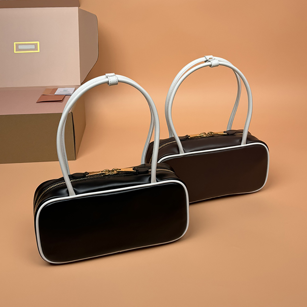 Diamond quality Designer Bowling Bag Small size 28CM Genuine Leather Handbag Woman's Tote Bag With Box M2501072D