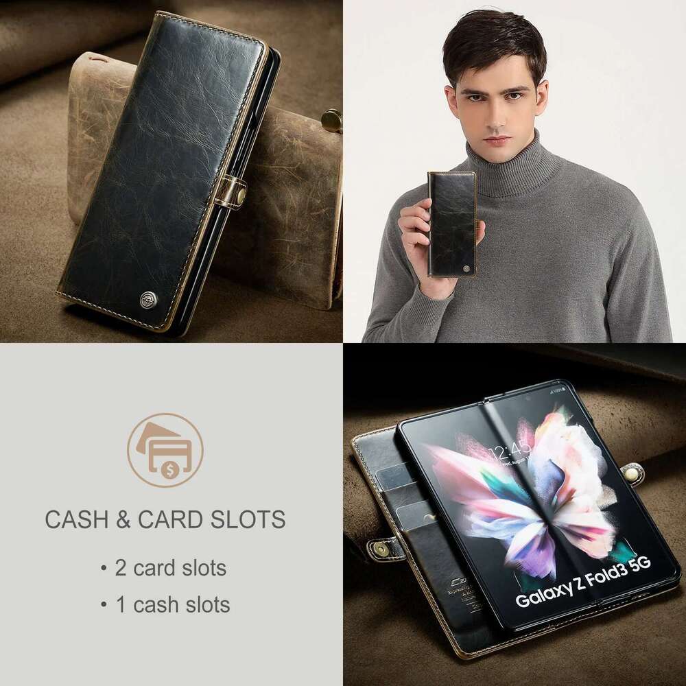 Leather Wallet Case for Samsung Galaxy Z 6 5 fold6 Fold5 Fold4 Fold3 Fold 4 3 Zfold5 Card Slot Phone Funda Capa
