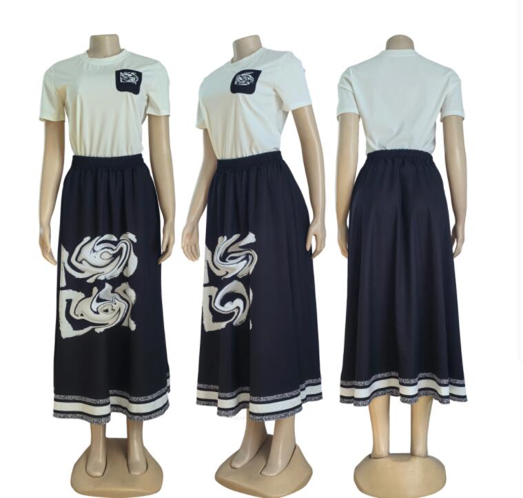 Womans Tracksuit Casual Designer Dresses Luxury Summer fashionable fresh simple and casual short sleeved large skirt set