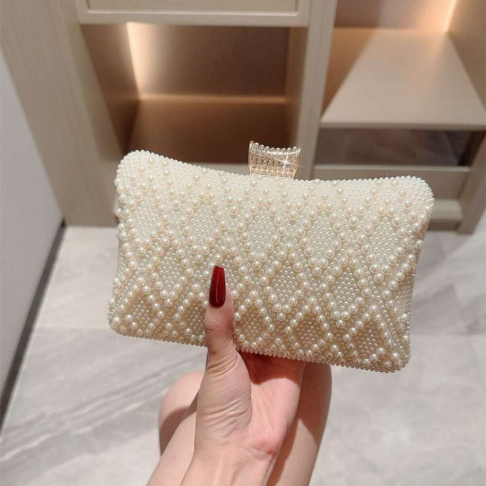 Dinner Bag New Pearl Square Box Dinner Beaded Handheld Banquet Evening Dress Bridesmaid Wedding Bag KQ