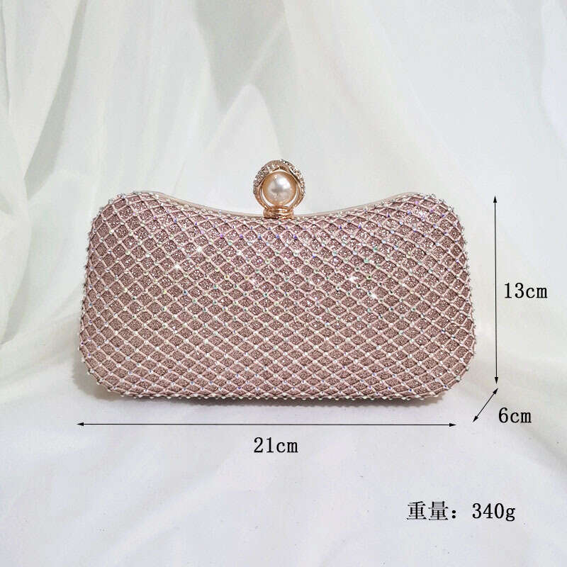 Dinner Bag Water Bag With Inlay And Pearl Pillow Shaped Single Shoulder Diagonal Cross Mesh Diamond Bag Shiny Dress Banquet Handbag KQ