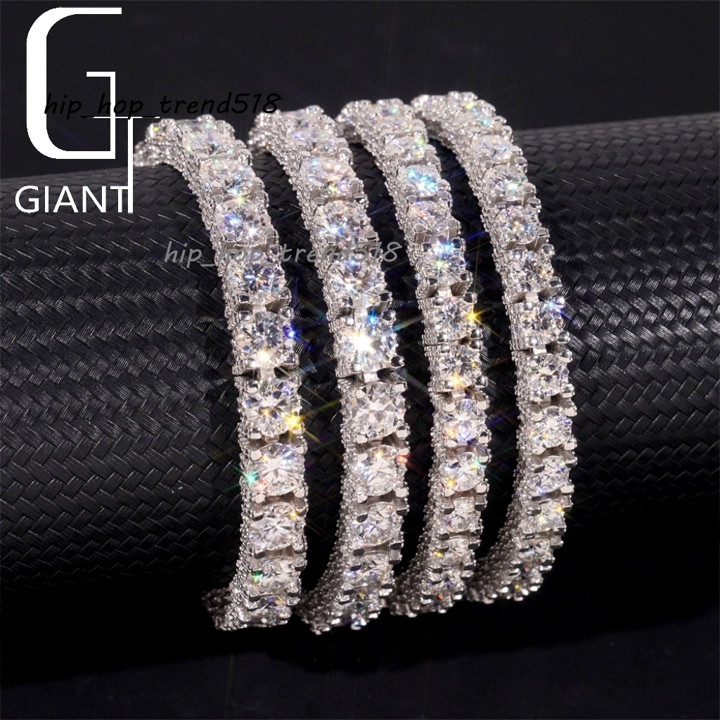 Unique Design Iced Out Double Sides Hip Hop 925 Sterling Silver VVS1 5mm 6.5mm Moissanite Diamond Cluster Tennis Bracelet