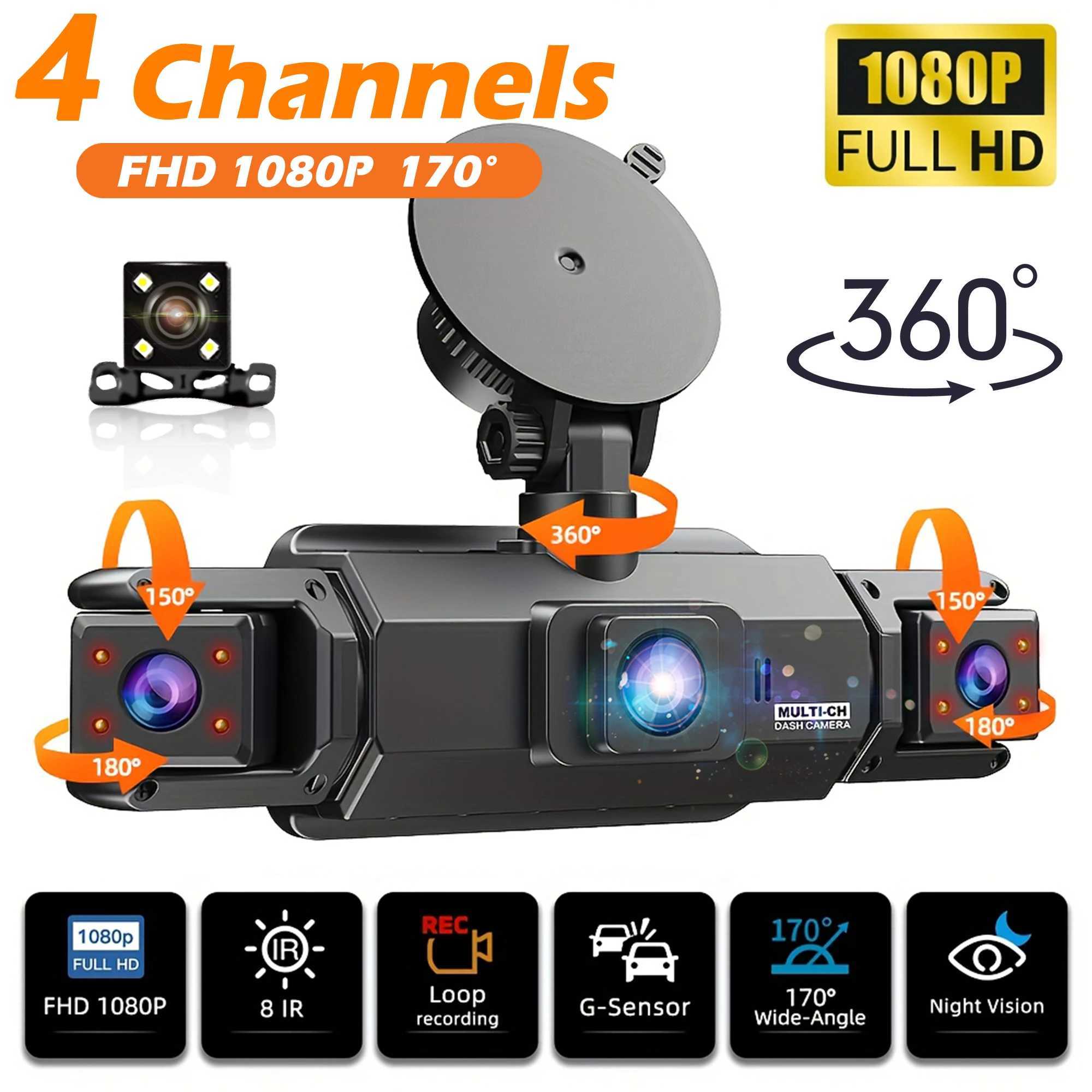 car dvr Dash Cam 4 Channel Driving Camera 1080P Front Left Right Rear Night Vision Loop Recording 24H Parking Monitor Auto parts R250506