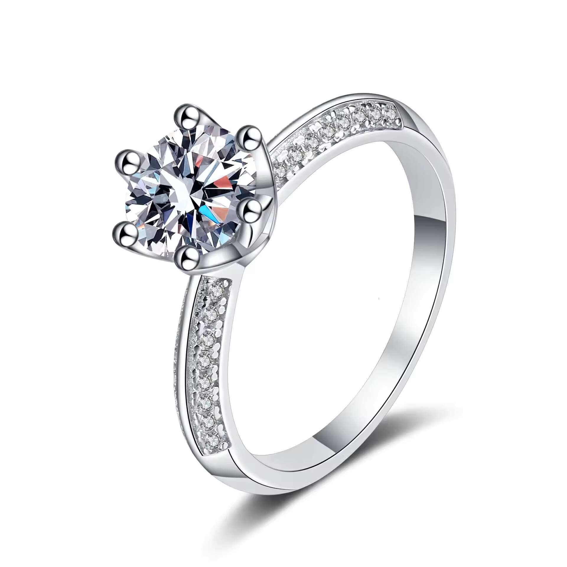 Luxury D VVS Clarity Moissanite Diamond Stone Wedding Ring S925 Silver Fine Moissanite Ring