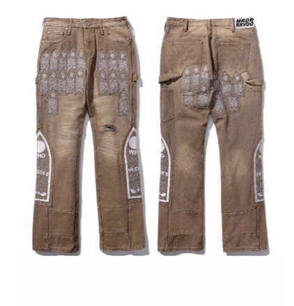 Men's jeans WHO DECIDES WAR JEANS Light luxury Spring/Summer Heavy craft loose-embroidered jeans men 's fashion brand z250505