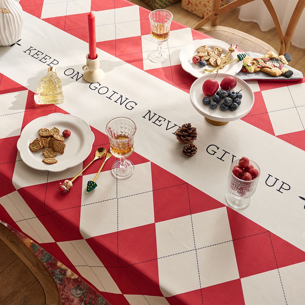 XX0391 New Year tablecloth red festive Christmas tablecloth atmosphere tablecloth tablecloth plaid cloth Christmas style decorative cloth