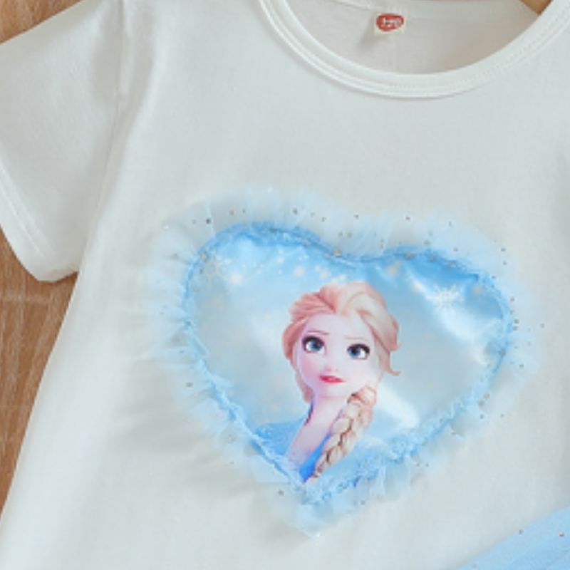 DISNEY Frozen Elsa princess girls designer clothes Girls short-sleeved suit thin long pants suit children's sports casual wear spring and summer 