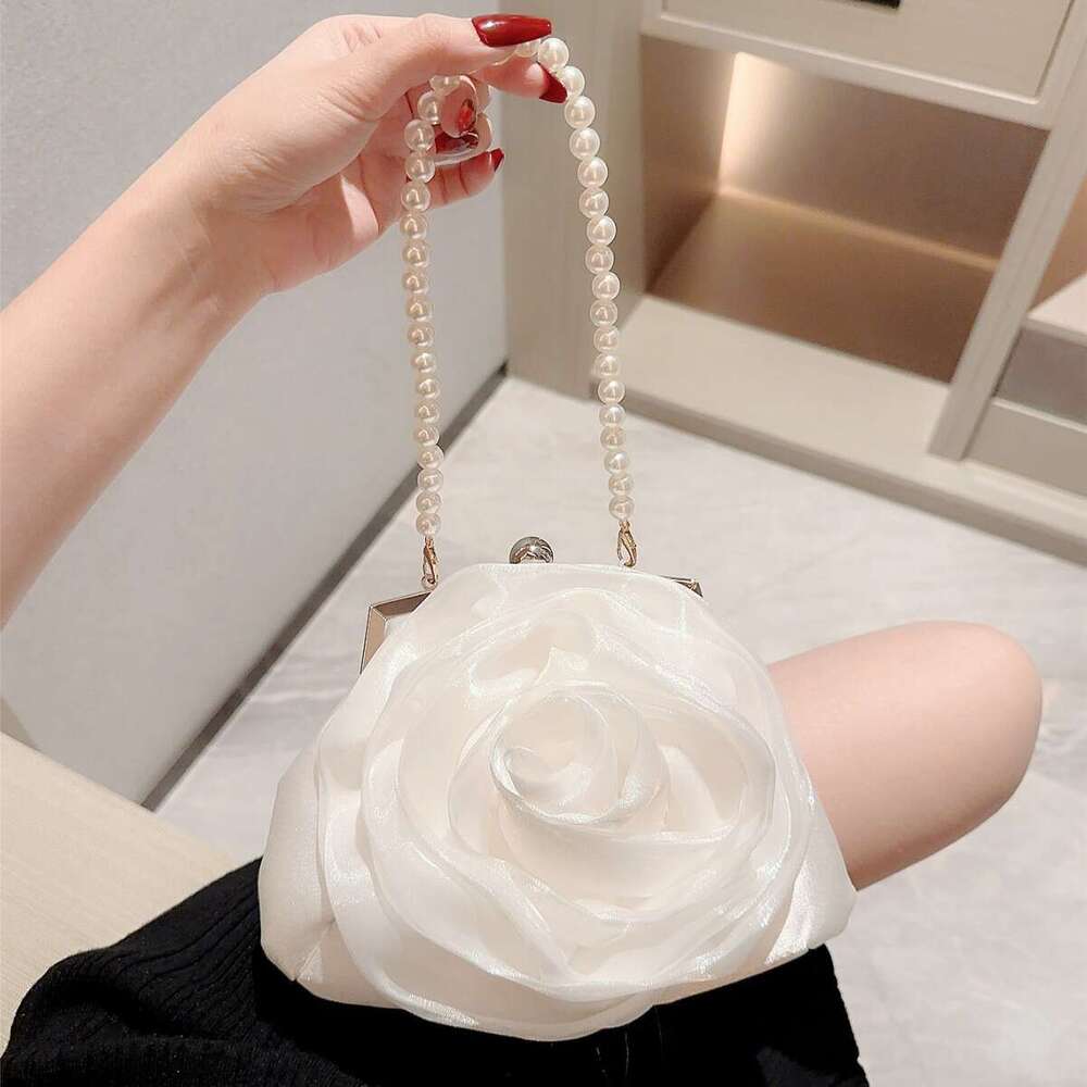 Dinner Bag Hot Selling White Wedding Gift Banquet Handbag Flower Fairy High End Dress Bag Chain Bag KQ