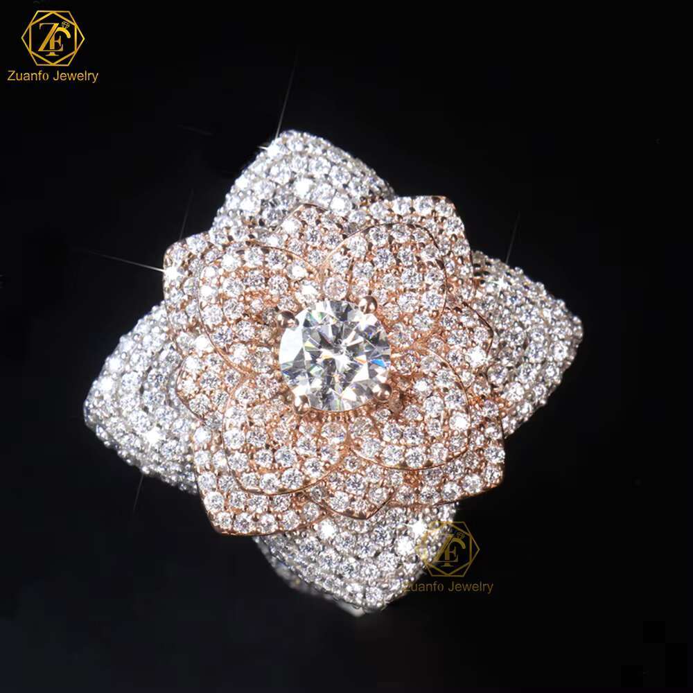 Hip Hop Jewelry Luxury 925 Sterling Silver Iced Out Paved VVS Moissanite Diamond Ring for Men Women Party