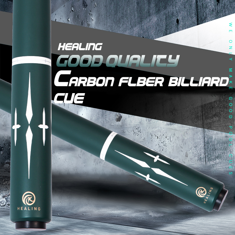 OKHEALING Play Pool Cue Black Technology Carbon Fiber Shaft 12.4mm Pigskin Tip 58in Uni-loc Joint 3-teeth Professional Billiard Cue 1/2 Pool Game Cue 
